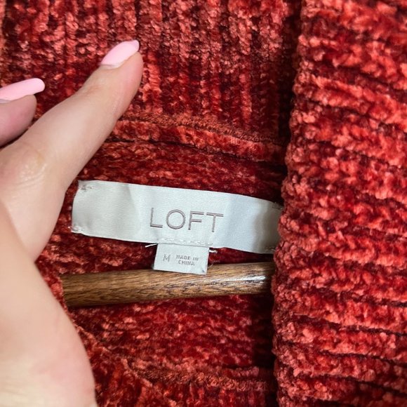LOFT Women's Rust Red Chanelle Ribbed Cowlneck Super Soft Sweater Medium - Picture 2 of 6